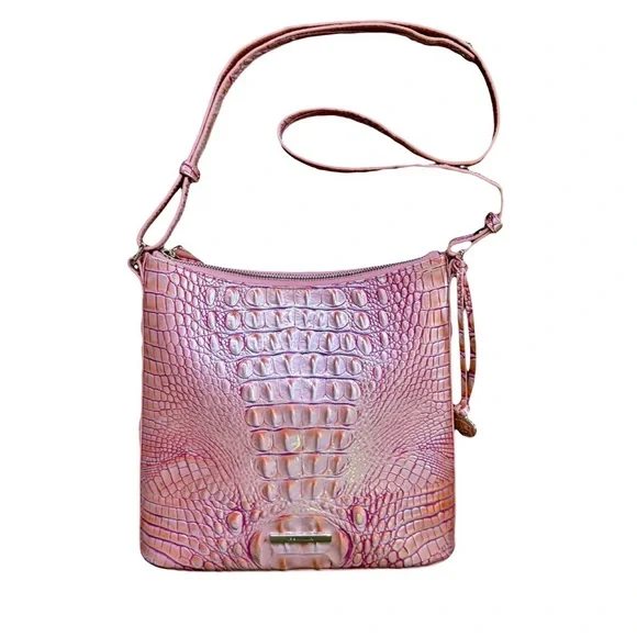 SOLD!! Brahmin Katie Melbourne Leather Crossbody Bag In Apricot Rose w/COA - Picture 2 of 11